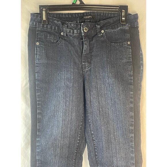 Roz & Ali stretch jeans dark blue wash black stripe down each side cotton READ - Picture 3 of 9